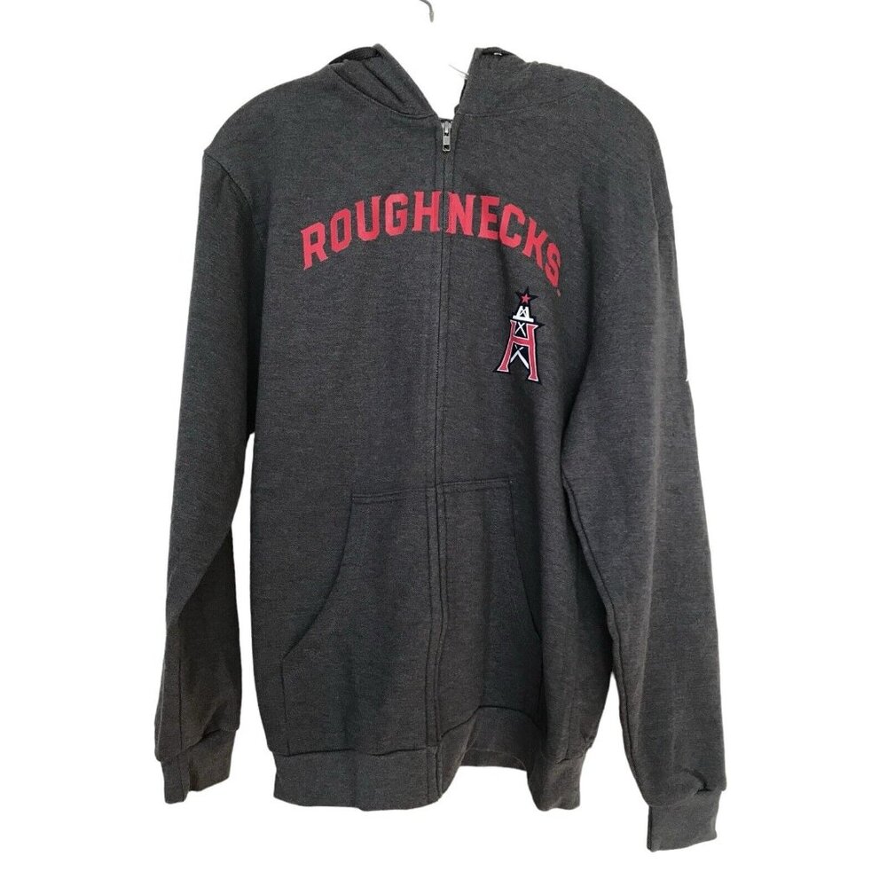 XFL Houston Roughnecks Full Zip Hooded Sweatshirt Men's Size‎ M Gray Hoodie
